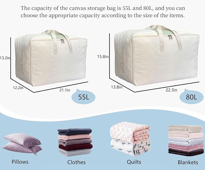 DoYiKe Soft Large Canvas Comforter Storage Bags - Image 2
