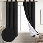 Diraysid 100% Blackout Curtains Black Linen Curtains - Image 2