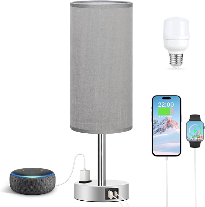 Grey Nightstand Table Lamp for Bedroom - Image 6
