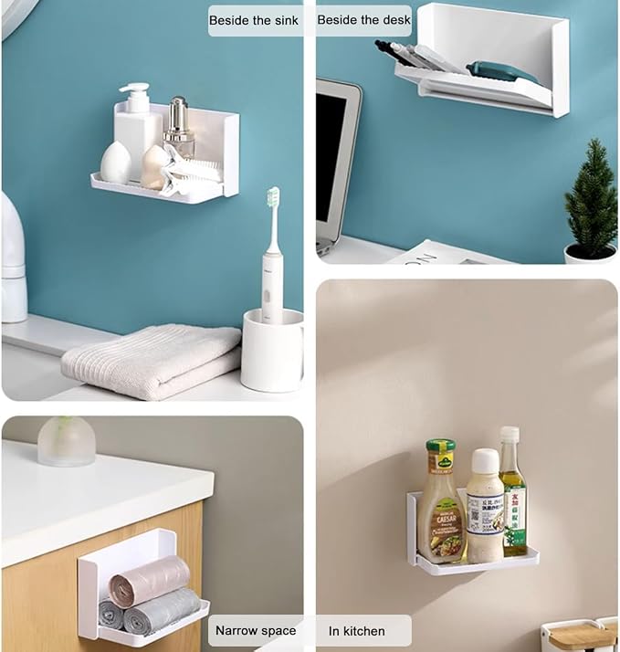 Small Floating Shelf for Wall, Wall Mounted Foldable Adhesive Shelf, Stick On - Image 4