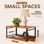 Wall Mounted Nightstand with Storage Shelf, Floating Bedside Table with Hooks - Image 6