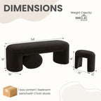 3-Piece Nesting Ottoman Bench Set，53" Long Upholstered End of Bed Bench - Image 2