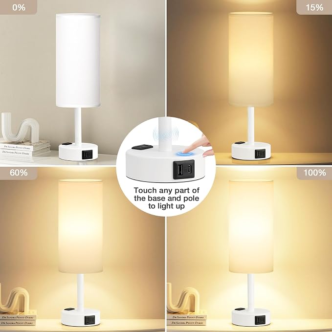 Matte White Bedside Table Lamp for Bedroom - Image 3