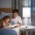 17.6" White Touch Lamps for Bedroom Set of 2 - Image 6