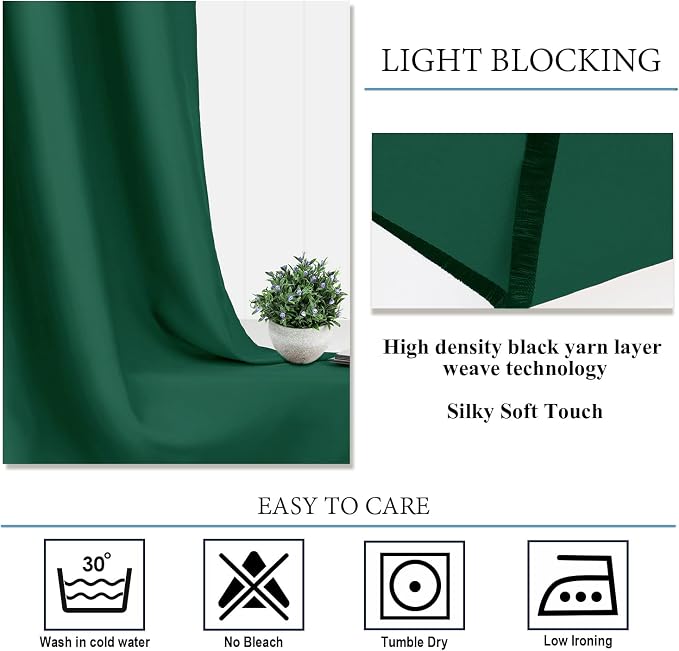 Diraysid Green Grommet Blackout Curtains - Image 6