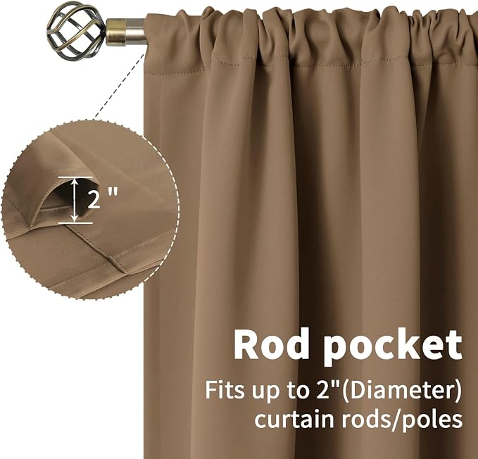 BGment Taupe Blackout Curtains 36 Inch Length - Image 5