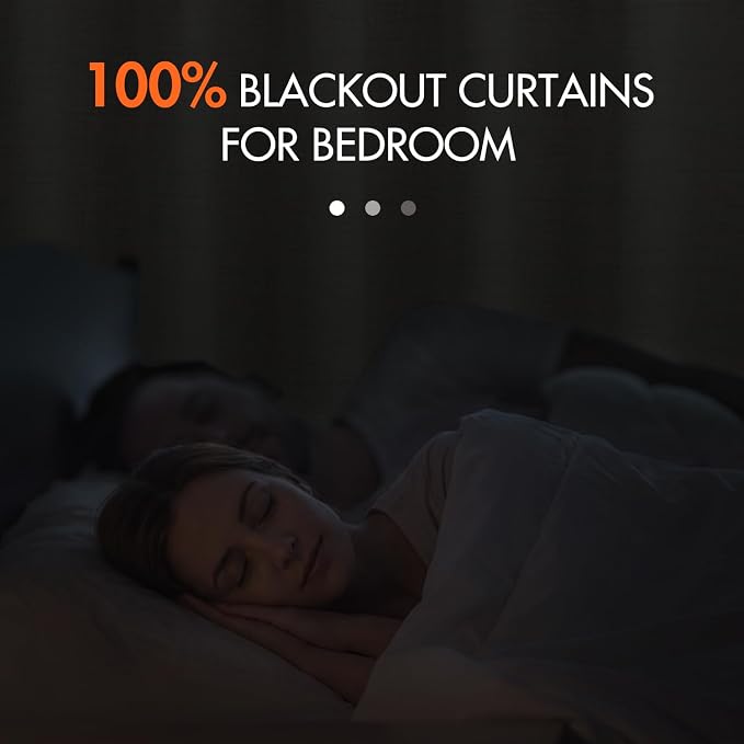 MIULEE 100% Blackout Curtains Linen Curtains & Drapes W52xL108 Inch, Full Black - Image 2