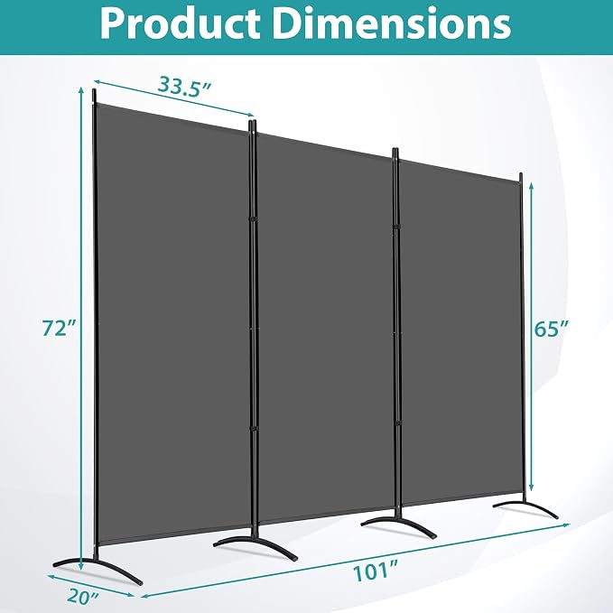 SUPER DEAL Folding Room Divider, 3 Panel Privacy Screens - Image 7