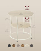 VASAGLE 21.3-Inch Round Side Table, 2-Tier End Table - Image 3