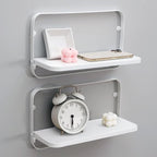 WELLAND White Floating Shelves Set of 2, Small Fold Down Wall Shelf Folding by WELLAND