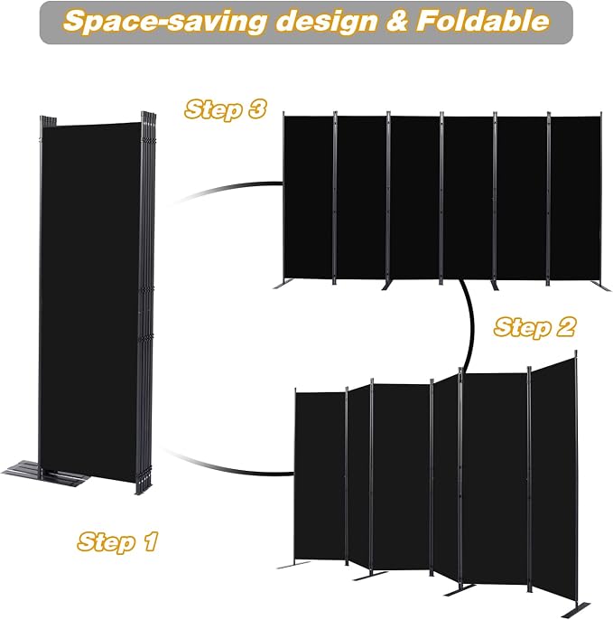 Room Divider, 6 Panel Folding Privacy Screens - Image 5