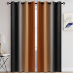 COSVIYA Grommet Drapes Burnt Orange and Black Curtains W52xL84 Inch | Gradient - Image 2