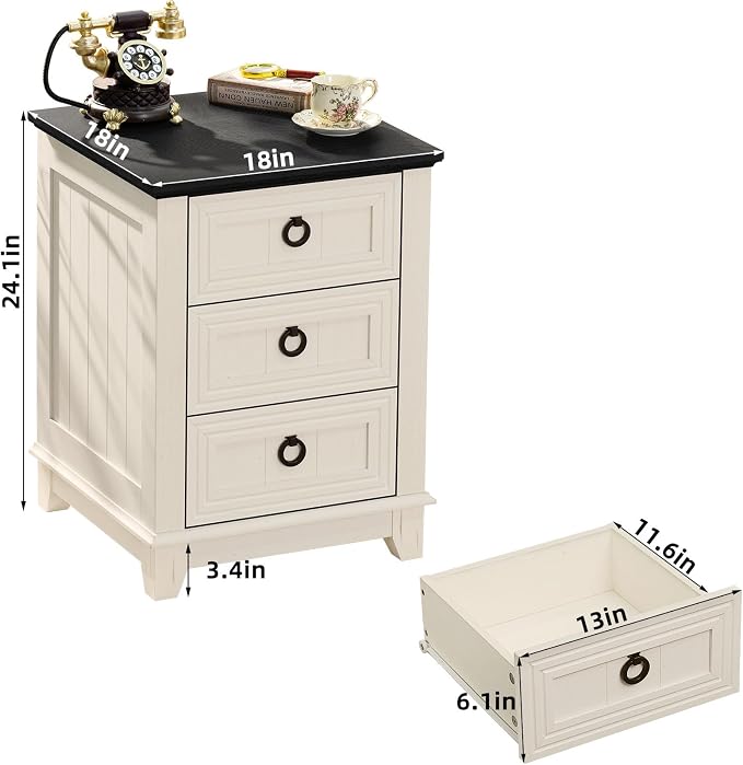 Joaxswe Farmhouse Nightstand Set 2 - Image 3