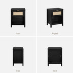 SICOTAS Black Rattan Nightstand Farmhouse Night Stands - Image 9