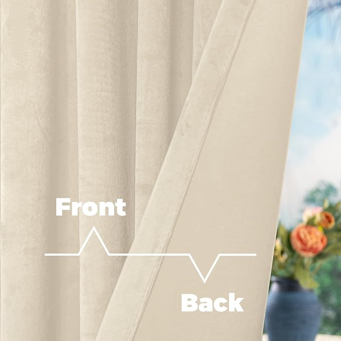 BGment Cream Beige Velvet Curtains - Image 4
