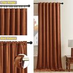 Timeper Burnt Orange Velvet Curtain W104 x L96 inches 1 Panel, Thermal - Image 2