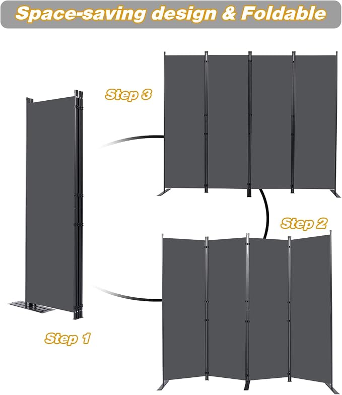 Room Divider, 4 Panel Folding Privacy Screens - Image 5