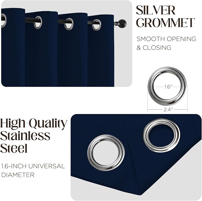 CUCRAF Custom Navy Blue Blackout Curtains 1 Panel Set, Thermal Insulated - Image 2