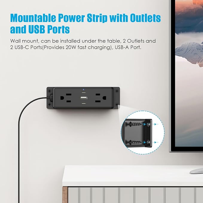 CCCEI 2 Pack Wall Mount Power Strip - Image 2