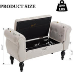 Storage Bench for End of Bed Bedroom, 39.7" Modern Ottoman Bench - Image 2