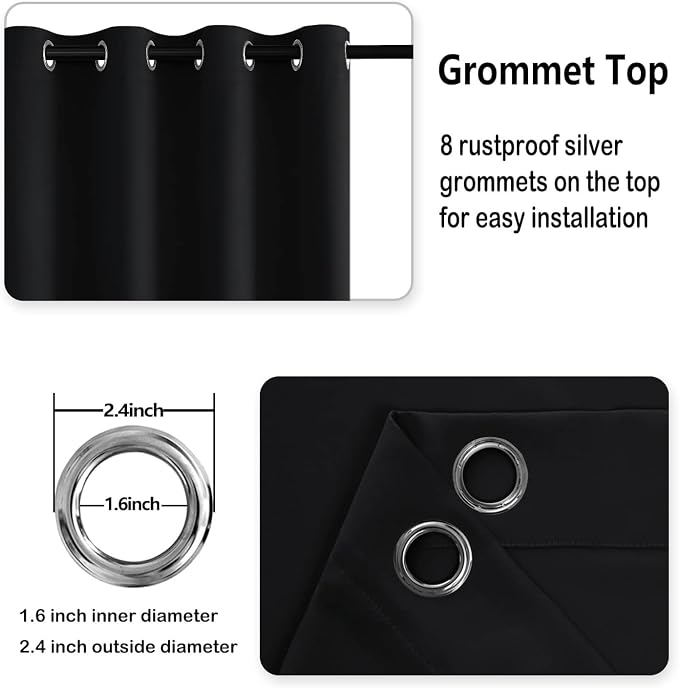 DWCN Black Blackout Short Curtains - Image 5