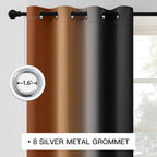 COSVIYA Grommet Drapes Burnt Orange and Black Curtains W52xL84 Inch | Gradient - Image 3