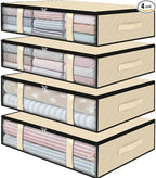 StorageRight Under Bed Storage Bags, 4 Pack, Comforters, Blankets and Seasonal by StorageRight