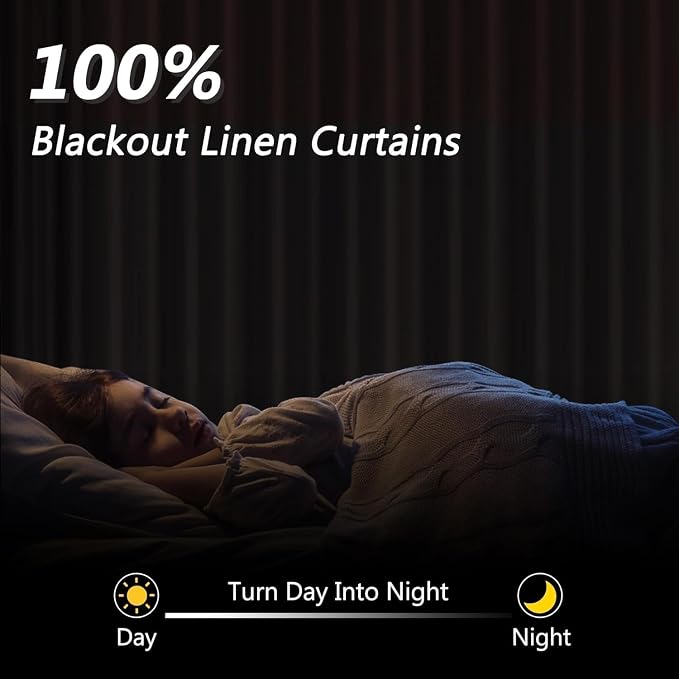 Light Beige Extra Long 100% Blackout Curtains 120 Inch Length 2 Panels Set - Image 2