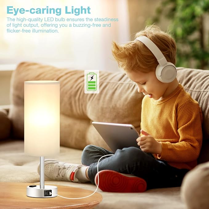 Light Grey Table Lamp for Nightstand - Image 4