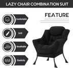 Lazy Chair with Ottoman, Comfy Accent Reading Chair, Removable Cover, with - Image 5