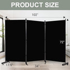 Room Divider 3 Panel Folding Privacy Screen, Round Pad Design Wall Divider | - Image 6