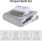 Dinjoy King Size Boho Stripe Quilt Set, Breathable All-Season, 3-Piece Set Fits - Image 6