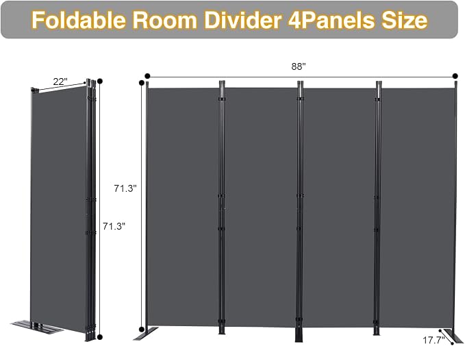 Room Divider, 4 Panel Folding Privacy Screens - Image 2