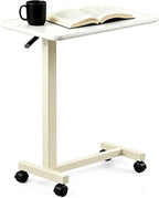 Adjustable Overbed Table with Wheels, Pneumatic Height Lift Rolling Bedside by Unknown