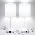 17.6" White Touch Lamps for Bedroom Set of 2 - Image 8