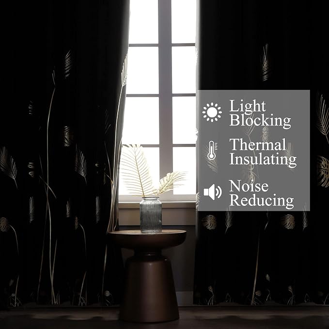 Black Blackout Curtains Energy Saving Light Blocking Curtains - Image 6