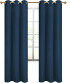 Diraysid 100% Blackout Curtains Navy Blue Linen Curtains - Image 7