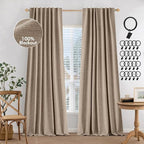 MIULEE 100% Blackout Curtains Linen Curtains 90 Inches Long, Copper Brown | 2 by MIULEE