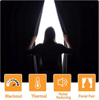 Short Blackout Curtains for Bedroom 2 Panel Light Yellow 38x45 Inch | Thermal - Image 2