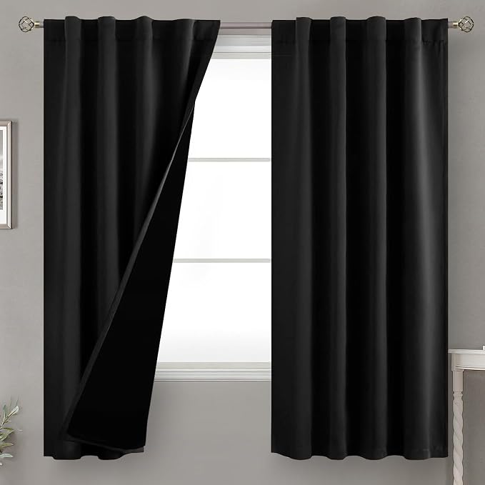 BGment Black 100% Blackout Curtains 63 Inches Long by BGment
