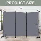 Room Divider 3 Panel Folding Privacy Screen, Round Pad Design Wall Divider | - Image 6