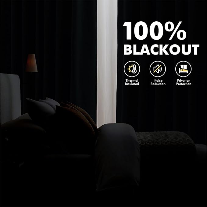 MIULEE 100% Blackout Linen Curtains 42 x 90 Inch Grayish White 2 Panels | - Image 2