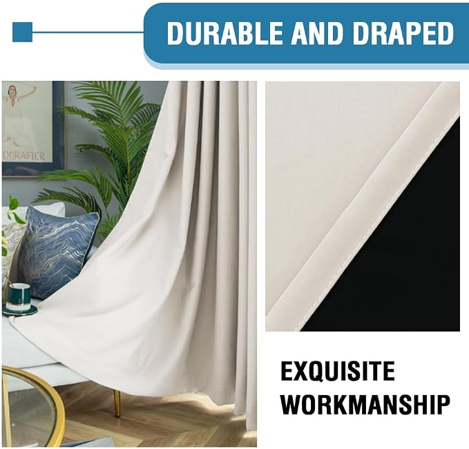 H.VERSAILTEX Energy Efficient 100% Blackout Curtains 90" Length - Image 6