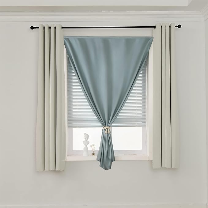 AJAZZ 100% Blackout Self Adhesive Curtains Small Window Short Temporary Black - Image 7