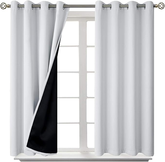 BGment Greyish White Short Blackout Curtains - Image 8