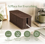 Cable Management Box, Handmade Rattan Cord Organizer - Image 3