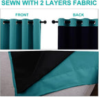 NICETOWN Peacock Teal 100% Blackout Lined Curtains, 2 Thick Layers Completely - Image 4