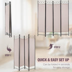 4 Panel Room Divider 6FT Steel Frame Screen Folding Privacy Divider - Image 4