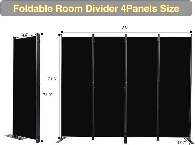 Room Divider, 4 Panel Folding Privacy Screens - Image 2