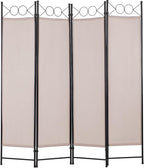 4 Panel Room Divider 6FT Steel Frame Screen Folding Privacy Divider by PayLessHere